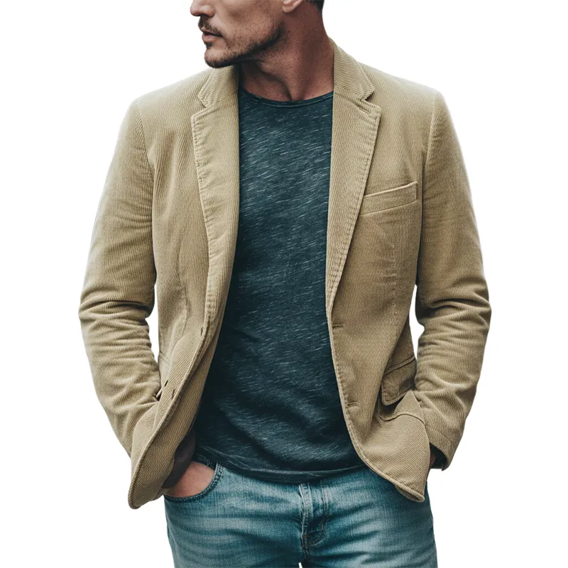 Men's Vintage Western Style Corduroy Lapel Blazer MTA1490J9X sold by Manly