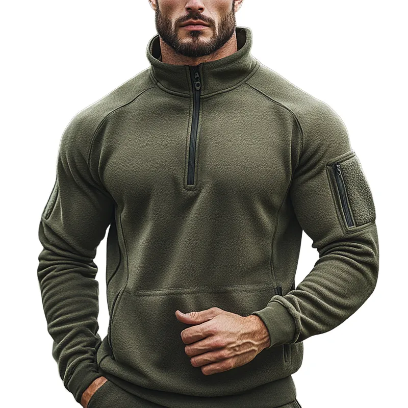 Men's Outdoor Sports Polar Fleece Stand Collar Half Zip Sweatshirt MTA1391J3X sold by Manly