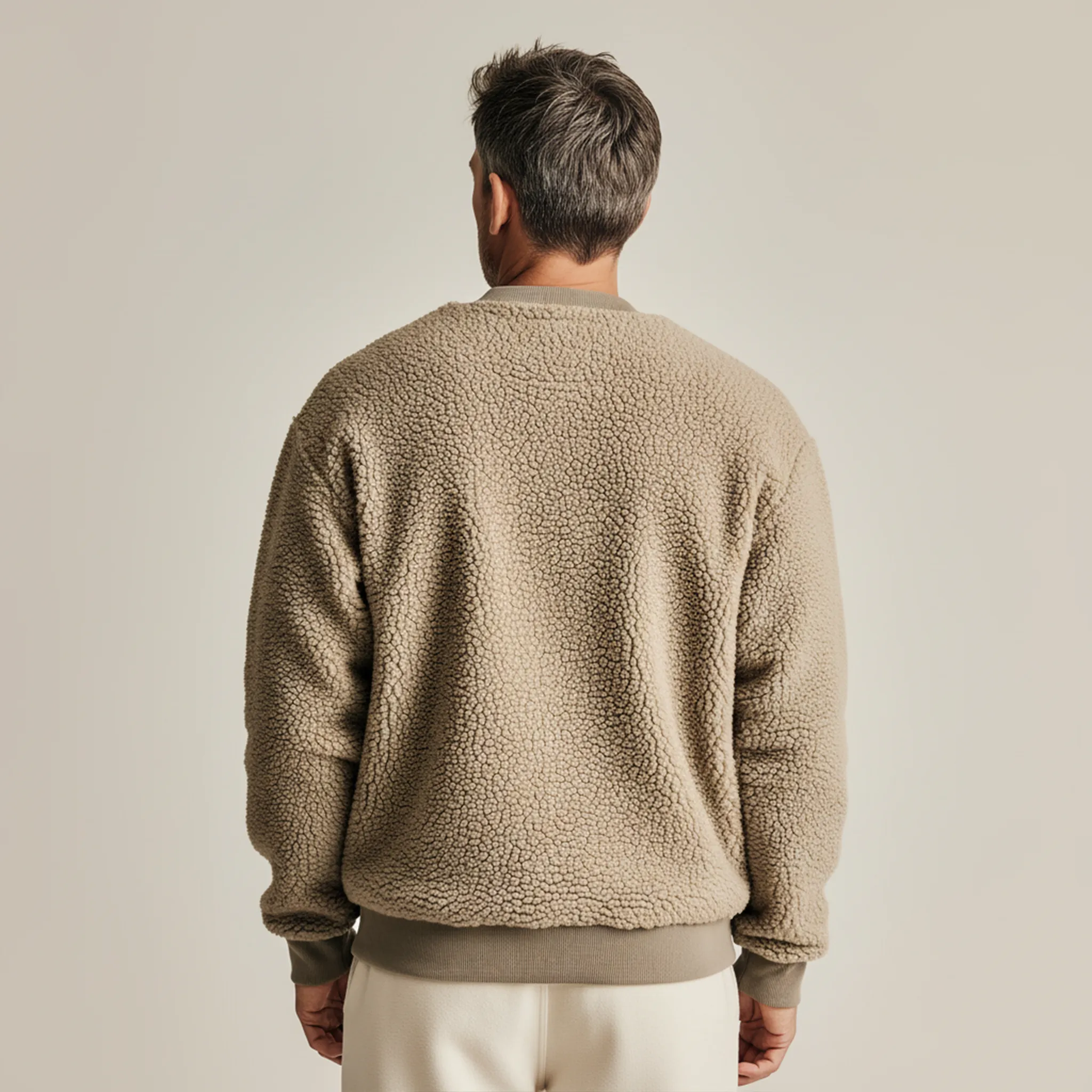 Men's Classic Casual Round Neck Teddy Fleece Loose Sweatshirt MTA1726J4K sold by Manly product image thumbnail 5