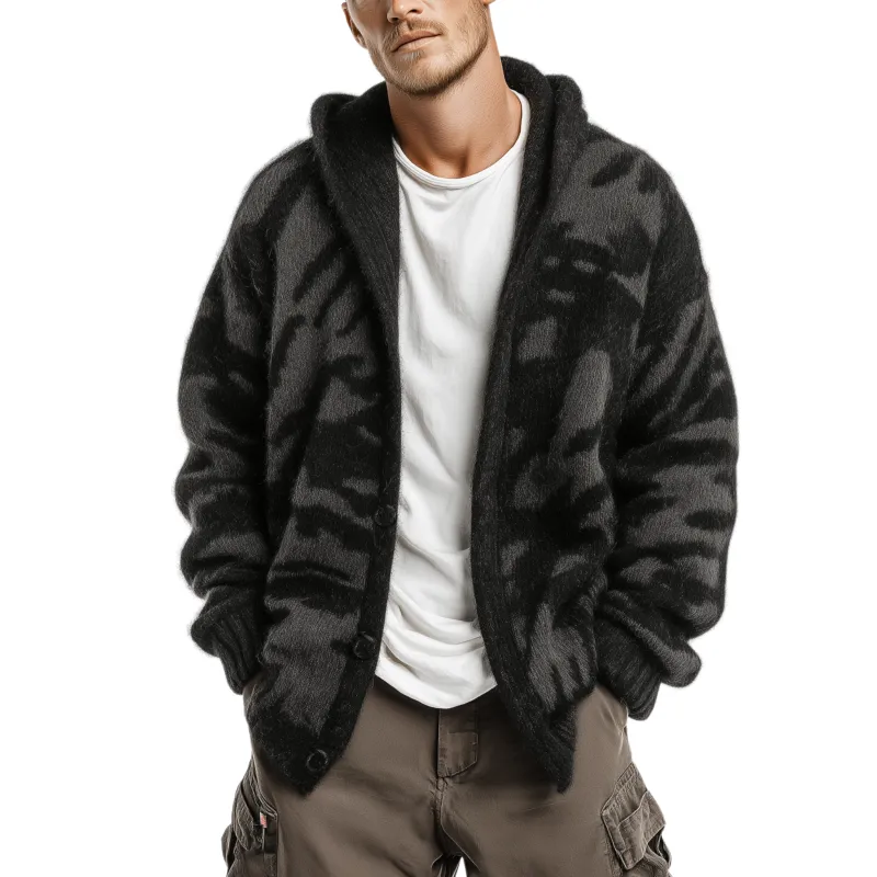 Men's Casual Fashionable Hooded Zebra Print Knitted Cardigan MTA1726J2K sold by Manly