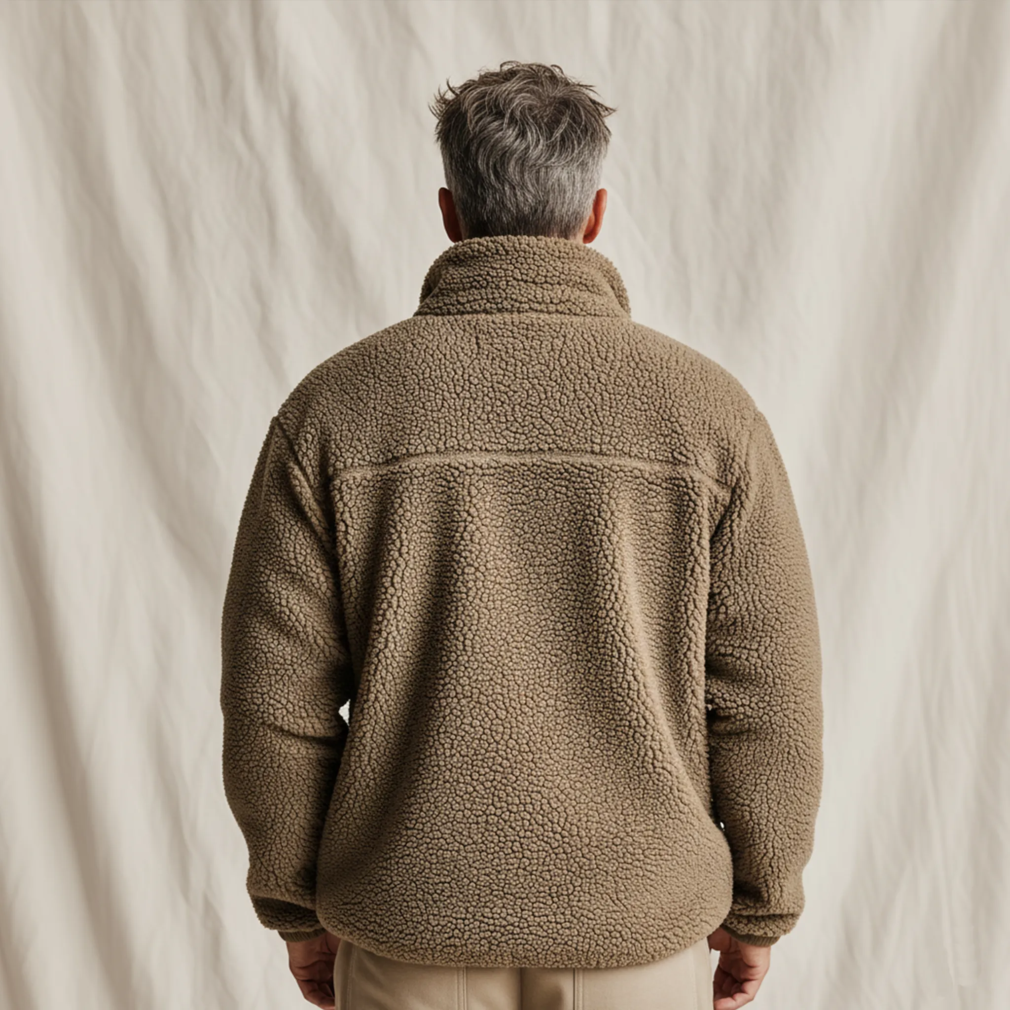 Men's Classic Casual Stand Collar Zipper Teddy Fleece Jacket MTA1732J6K sold by Manly product image thumbnail 5