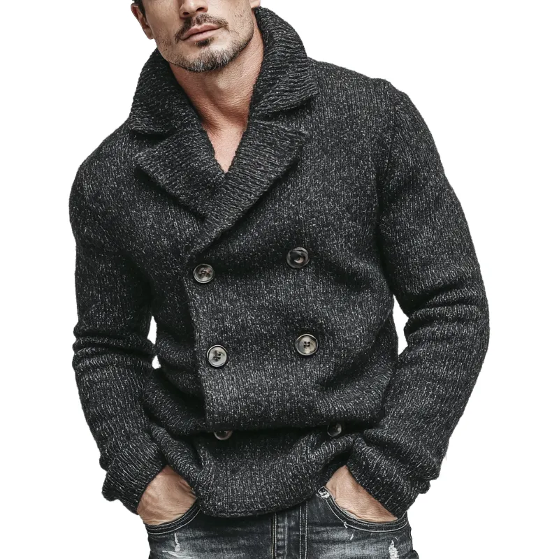 Men's Casual Solid Color Knitted Double-breasted Cardigan MTA1637J7X sold by Manly