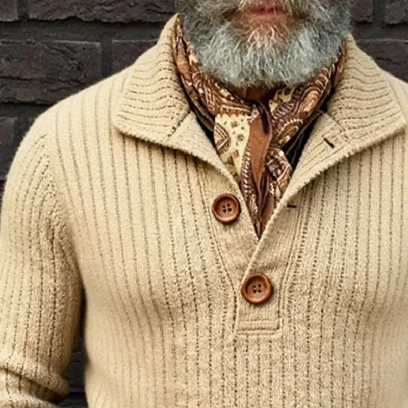 Men's Retro Casual Knitted Lapel Pullover Sweater MTA1660J1TO sold by Manly product image thumbnail 3