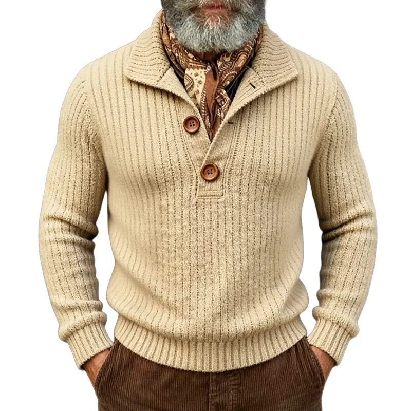Men's Retro Casual Knitted Lapel Pullover Sweater MTA1660J1TO sold by Manly
