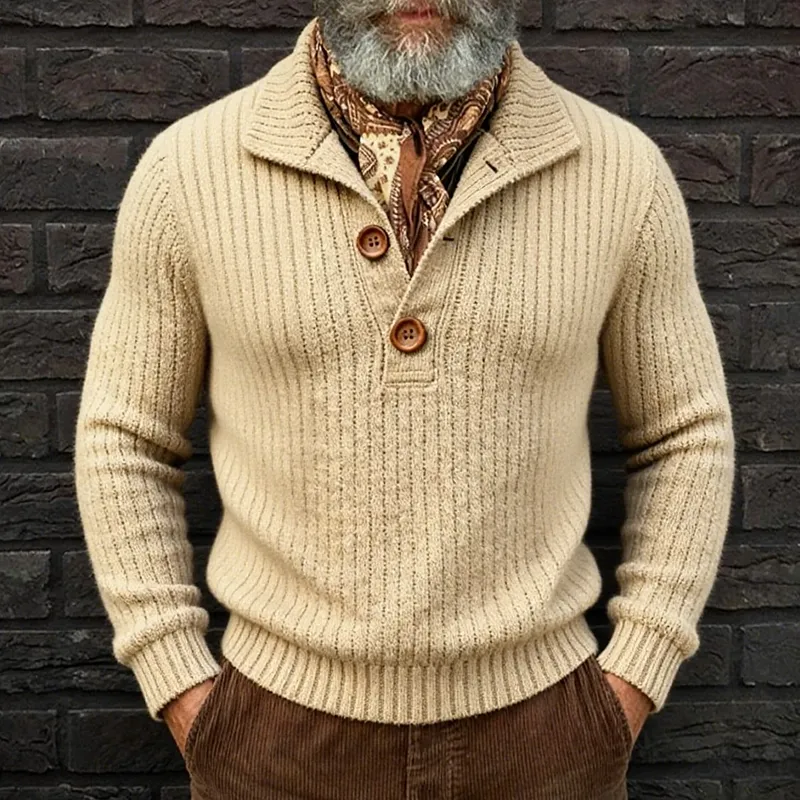 Men's Retro Casual Knitted Lapel Pullover Sweater MTA1660J1TO sold by Manly product image thumbnail 2