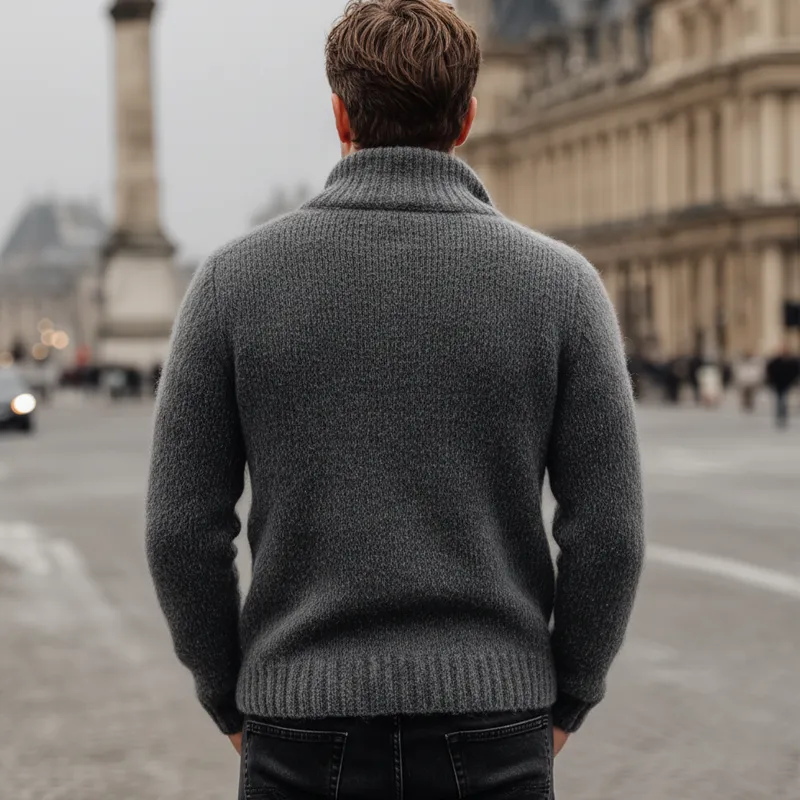 Men's Classic Dark Grey V-Neck Pullover Sweater MTA1708J1U sold by Manly product image thumbnail 3