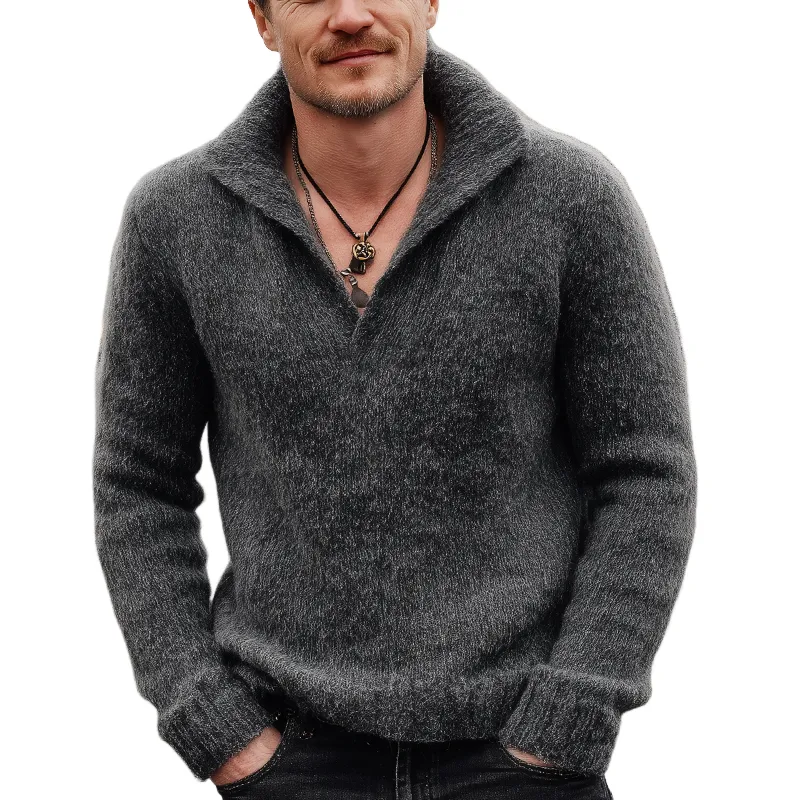 Men's Classic Dark Grey V-Neck Pullover Sweater MTA1708J1U sold by Manly