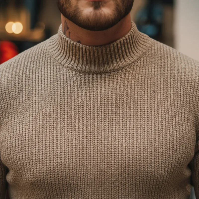 Men's Winter Fashion Solid Color Cotton Yarn Knitted Half Turtleneck Sweater MTA1739J5P sold by Manly product image thumbnail 4