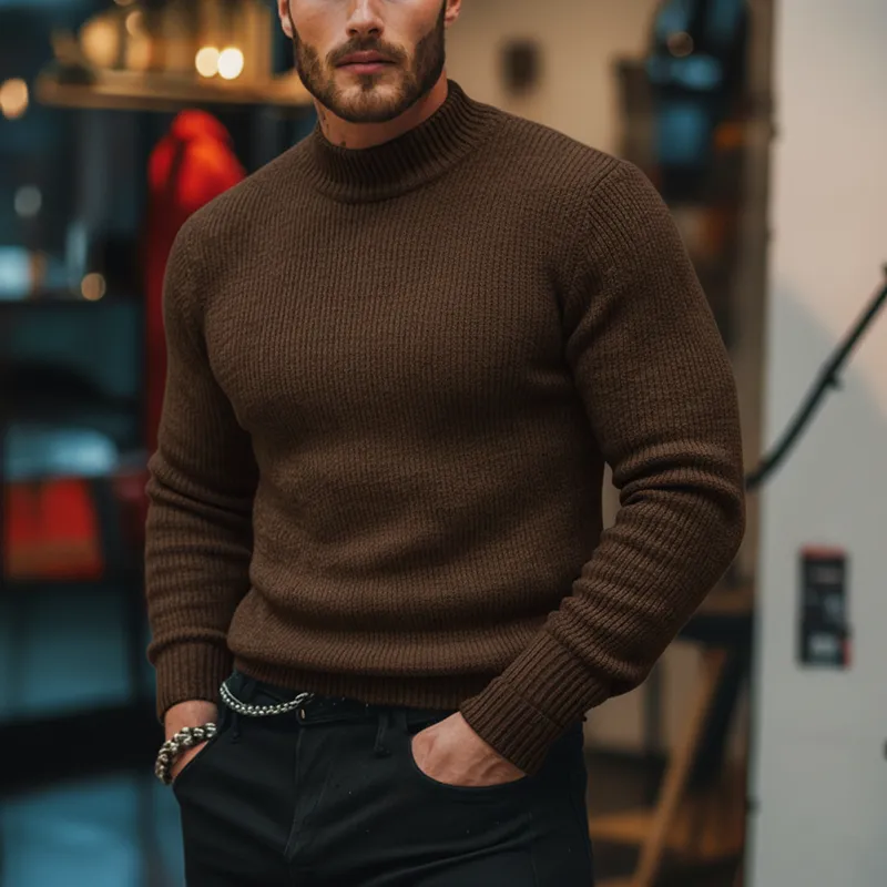 Men's Winter Fashion Solid Color Cotton Yarn Knitted Half Turtleneck Sweater MTA1739J5P sold by Manly product image thumbnail 5