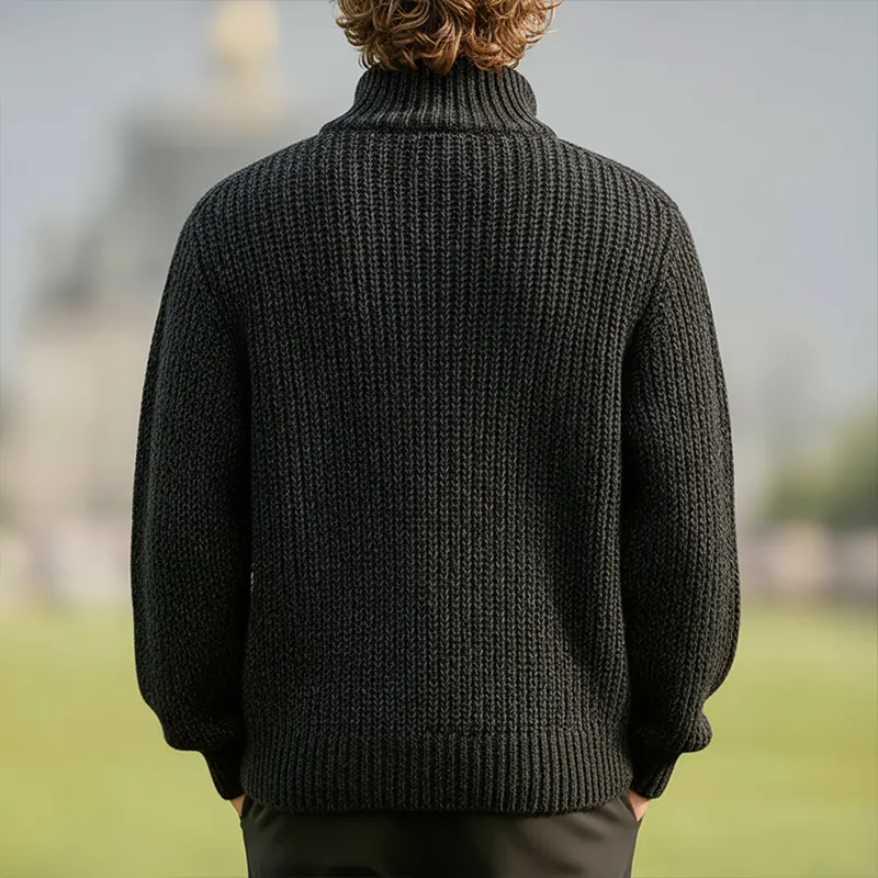 Men's Winter Simple Half-Zip Cotton Knitted Pullover Sweater MTA1465J9P sold by Manly product image thumbnail 3