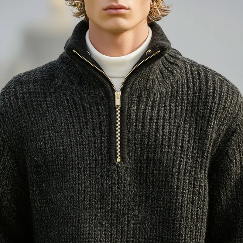 Men's Winter Simple Half-Zip Cotton Knitted Pullover Sweater MTA1465J9P sold by Manly product image thumbnail 4