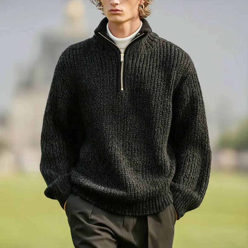 Men's Winter Simple Half-Zip Cotton Knitted Pullover Sweater MTA1465J9P sold by Manly product image thumbnail 2
