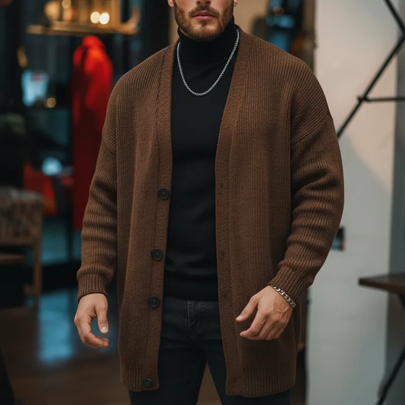 Men's Winter Simple Button Closure Cotton Knit Cardigan MTA1776J7P sold by Manly product image thumbnail 4