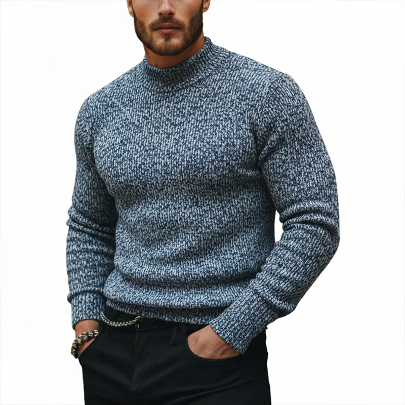 Men's Fashion Colorful Polyester Faux Wool Slim-fit Half-Turtleneck Sweatshirt MTA1790J4P sold by Manly