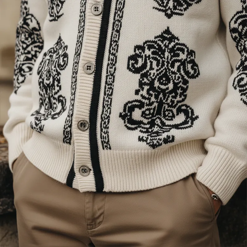 Men's Winter Fashion Exquisite Knitted Jacquard Cotton Yarn Cardigan MTA1661J4P sold by Manly product image thumbnail 4