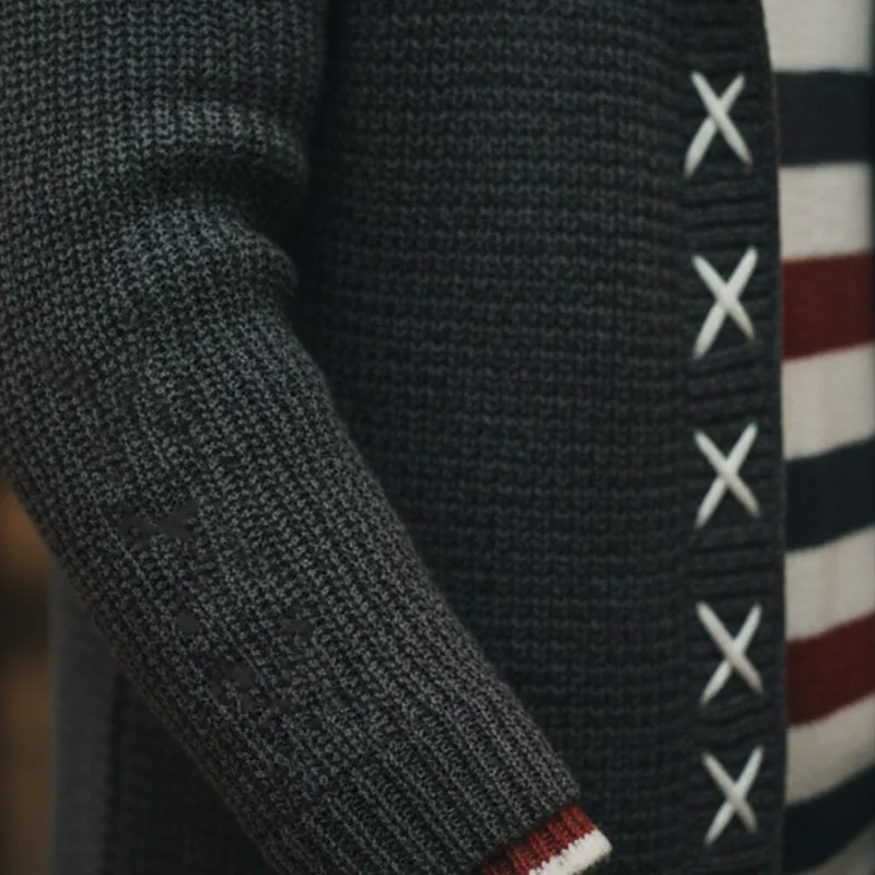 Men's Winter Fashion Simple Jacquard Knitted Hooded Cardigan MTA1629J6P sold by Manly product image thumbnail 4