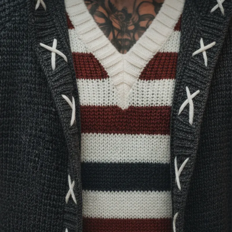 Men's Winter Fashion Simple Jacquard Knitted Hooded Cardigan MTA1629J6P sold by Manly product image thumbnail 3