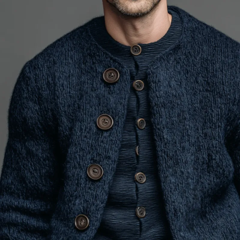 Men's Vintage Casual Cotton Knitted Collarless Button-Down Sweater Cardigan MTA1411J6TO sold by Manly product image thumbnail 3