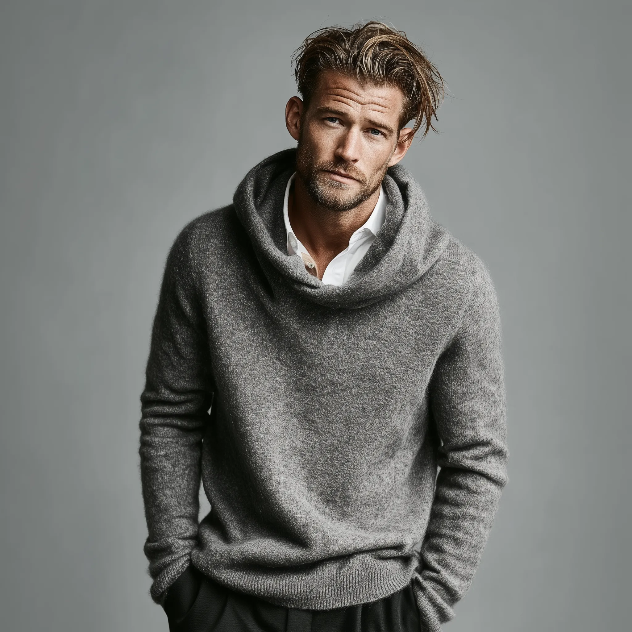 Men's Classic Casual Simple Knitted Hooded Sweater MTA1679J6K sold by Manly product image thumbnail 2