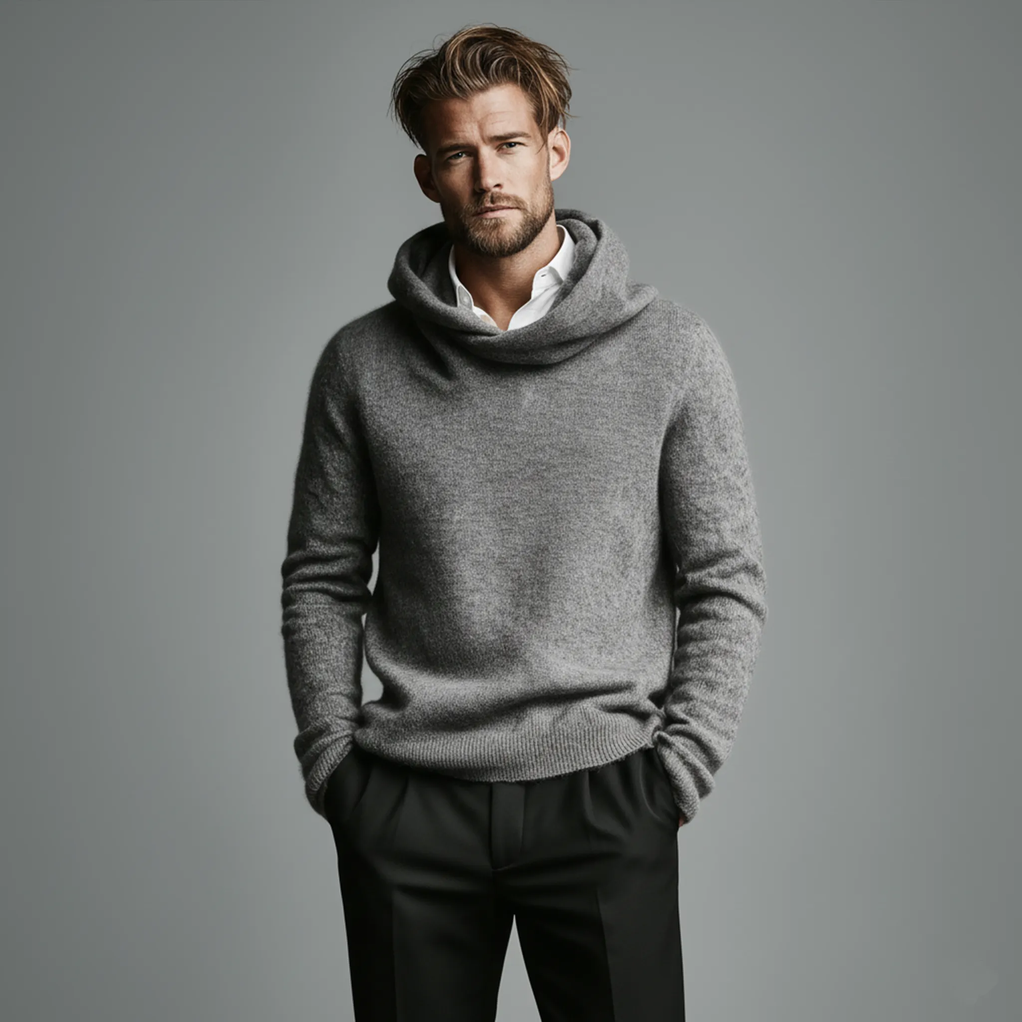 Men's Classic Casual Simple Knitted Hooded Sweater MTA1679J6K sold by Manly product image thumbnail 3
