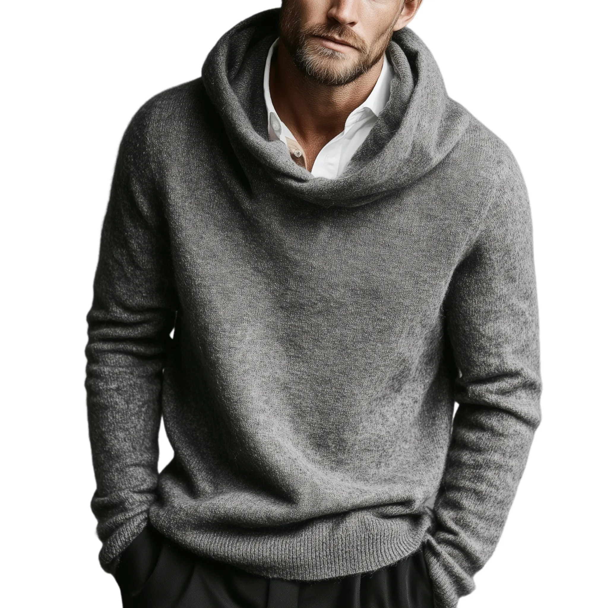 Men's Classic Casual Simple Knitted Hooded Sweater MTA1679J6K sold by Manly