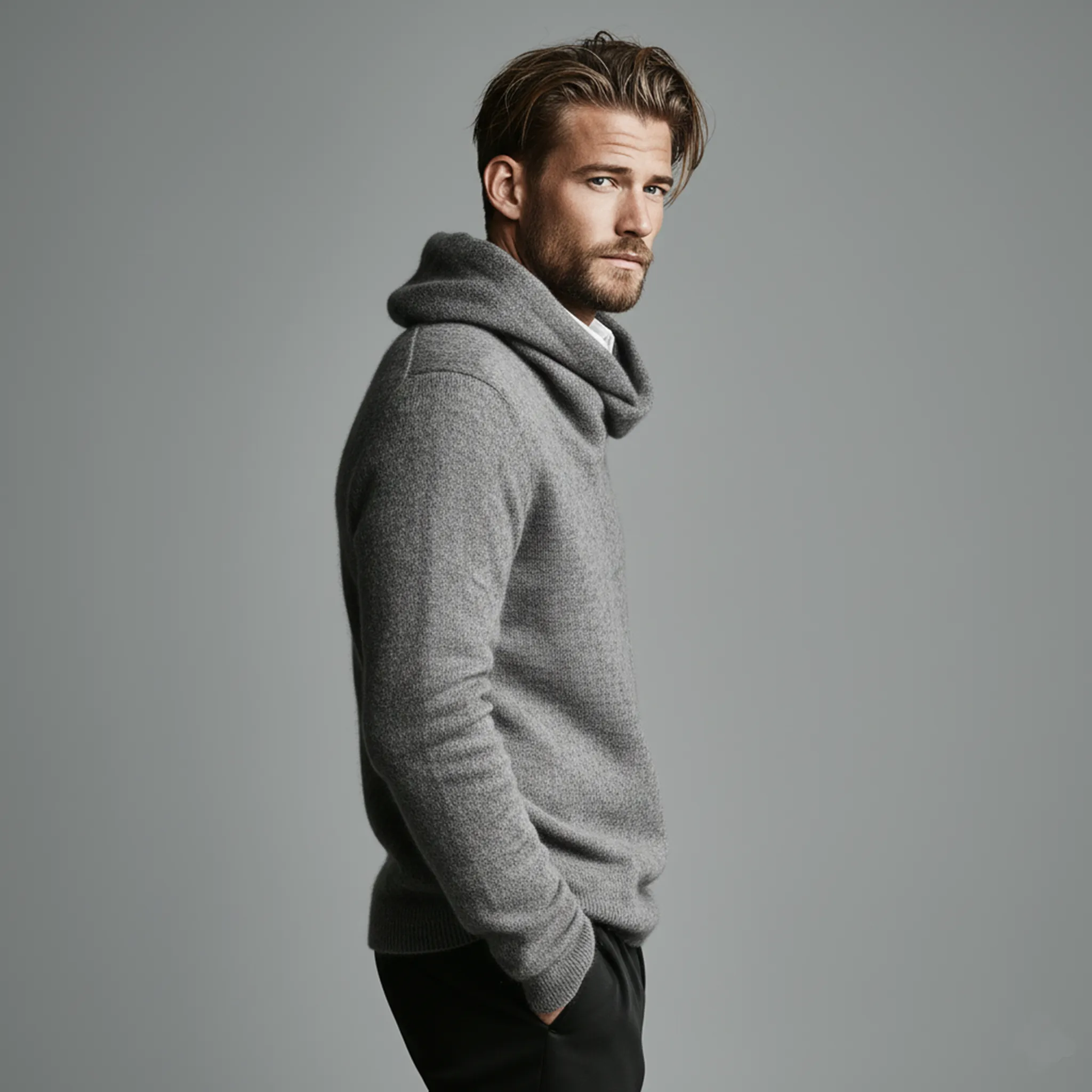 Men's Classic Casual Simple Knitted Hooded Sweater MTA1679J6K sold by Manly product image thumbnail 4