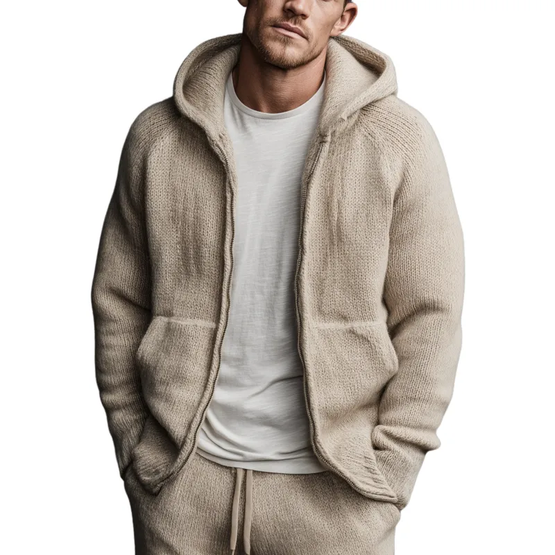 Men's Classic Casual Simple Hooded Knitted Cardigan MTA1461J7K sold by Manly