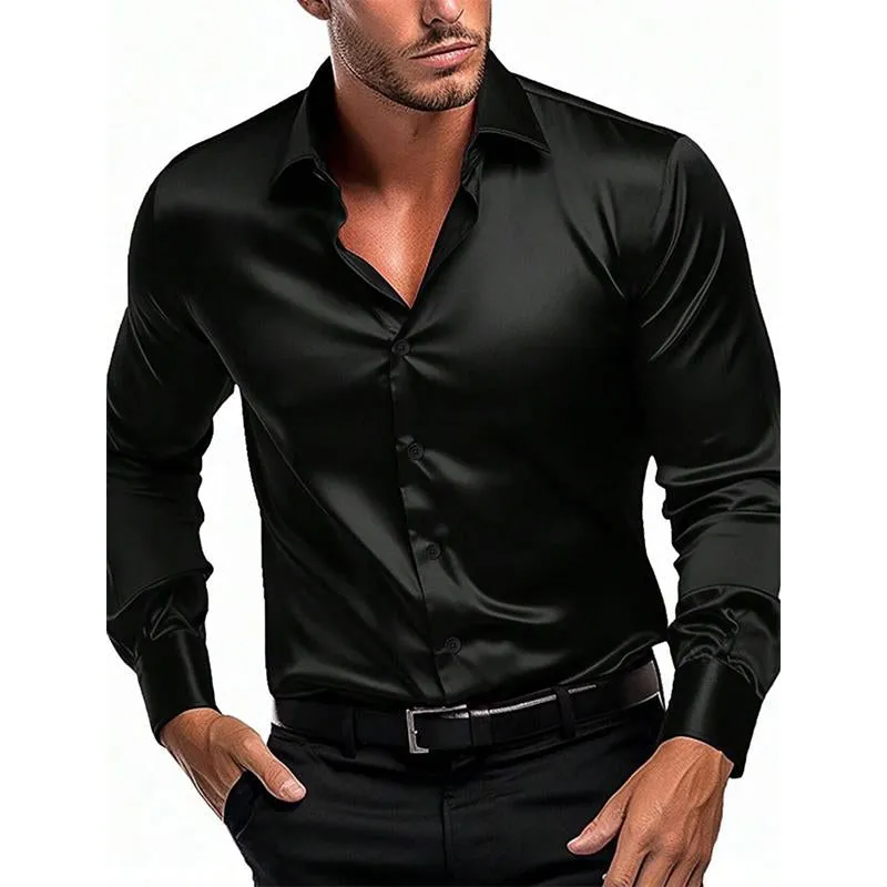 Men's Solid Color Lapel Long Sleeve Shirt 81875389X sold by Manly