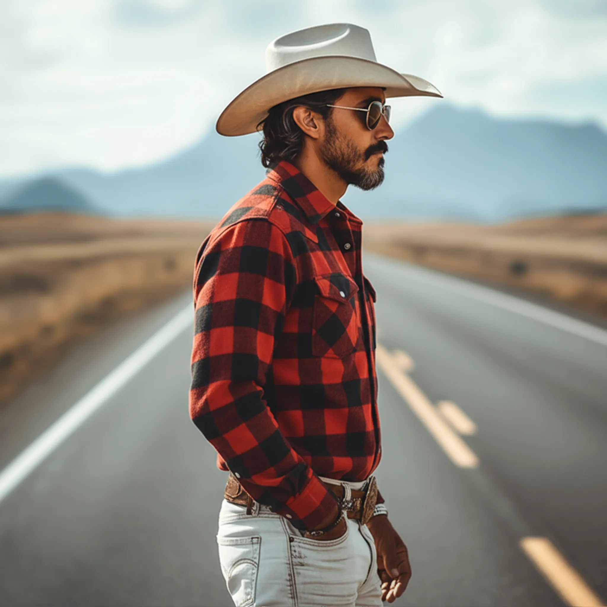 Men's Classic Western Tough Brushed Check Cotton Blend Pocket Long Sleeve Shirt MTA2131J9K sold by Manly product image thumbnail 5