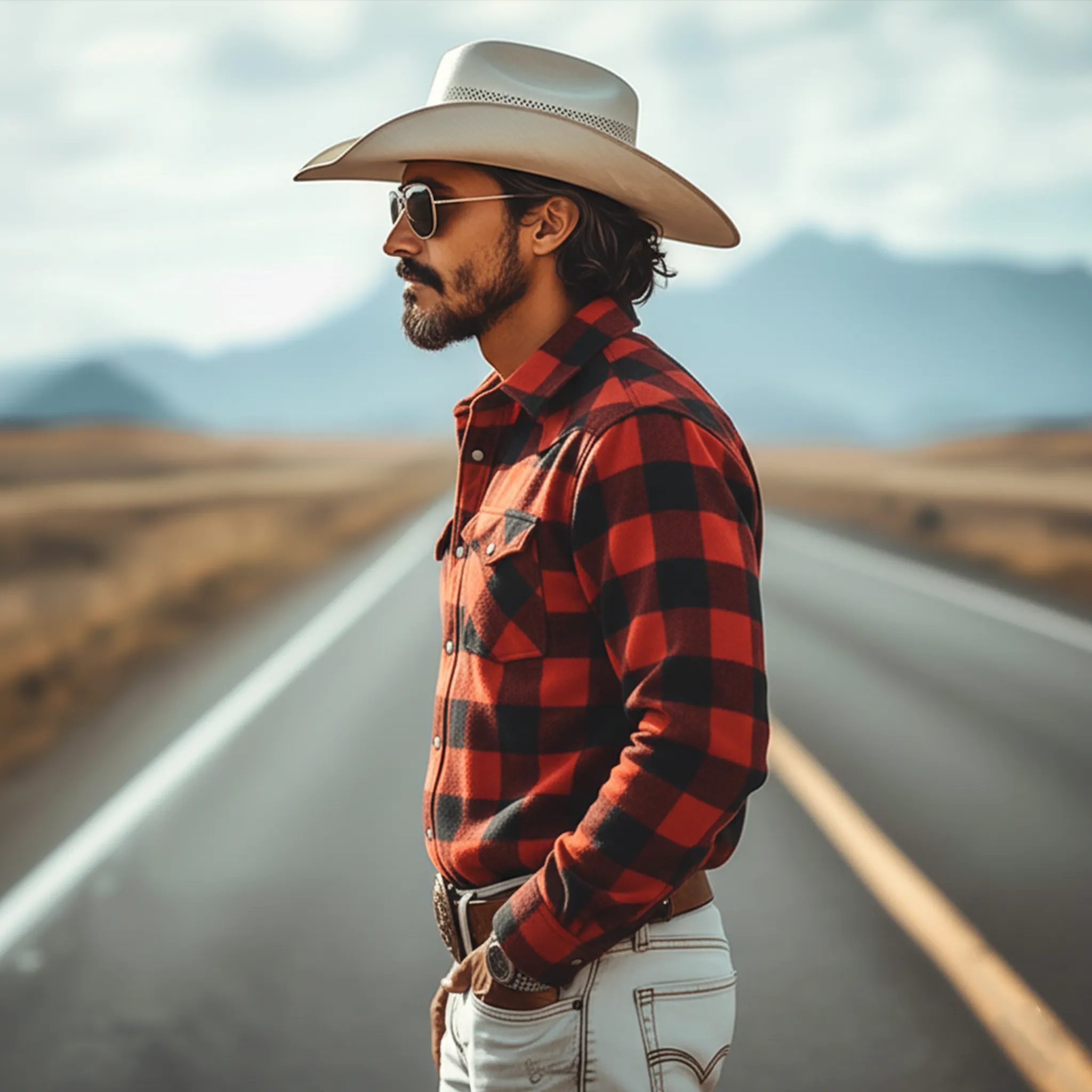 Men's Classic Western Tough Brushed Check Cotton Blend Pocket Long Sleeve Shirt MTA2131J9K sold by Manly product image thumbnail 3