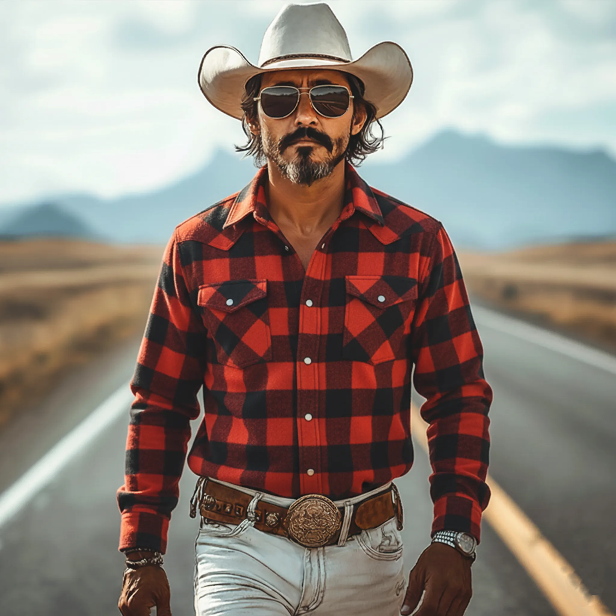 Men's Classic Western Tough Brushed Check Cotton Blend Pocket Long Sleeve Shirt MTA2131J9K sold by Manly product image thumbnail 2