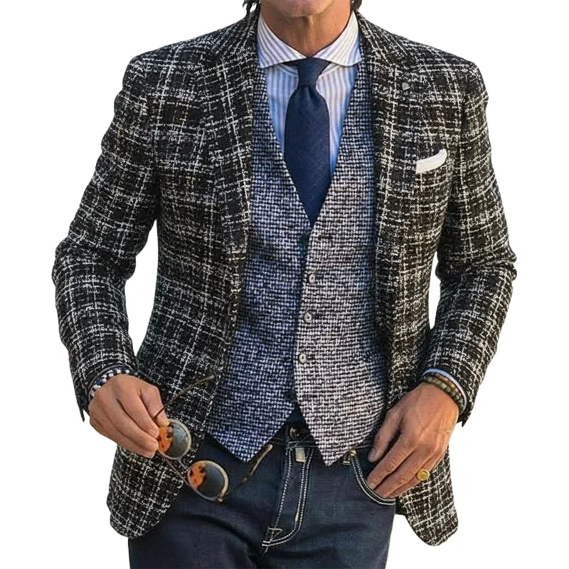 Men's Vintage Business Tweed Two-Button Blazer MTA2109J1U sold by Manly