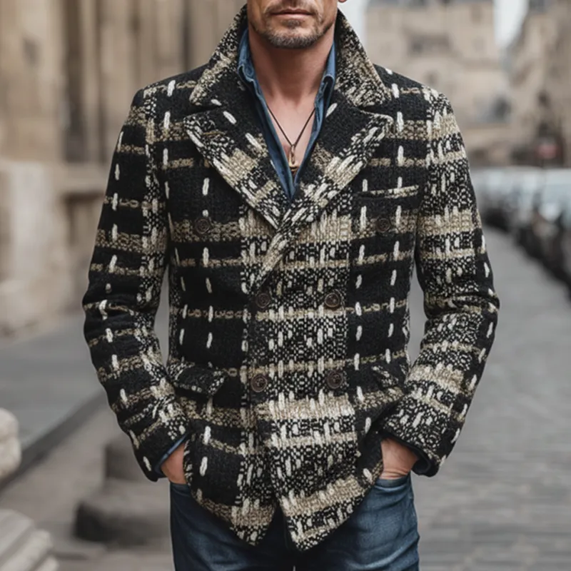 Men's Vintage Colorblock Tweed Double Breasted Jacket MTA2109J7U sold by Manly product image thumbnail 5