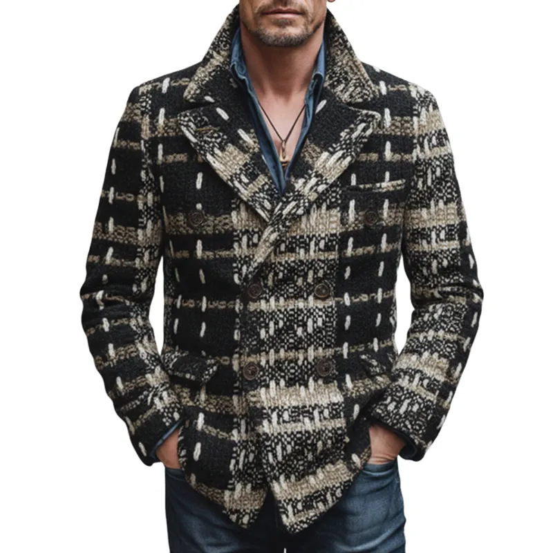 Men's Vintage Colorblock Tweed Double Breasted Jacket MTA2109J7U sold by Manly