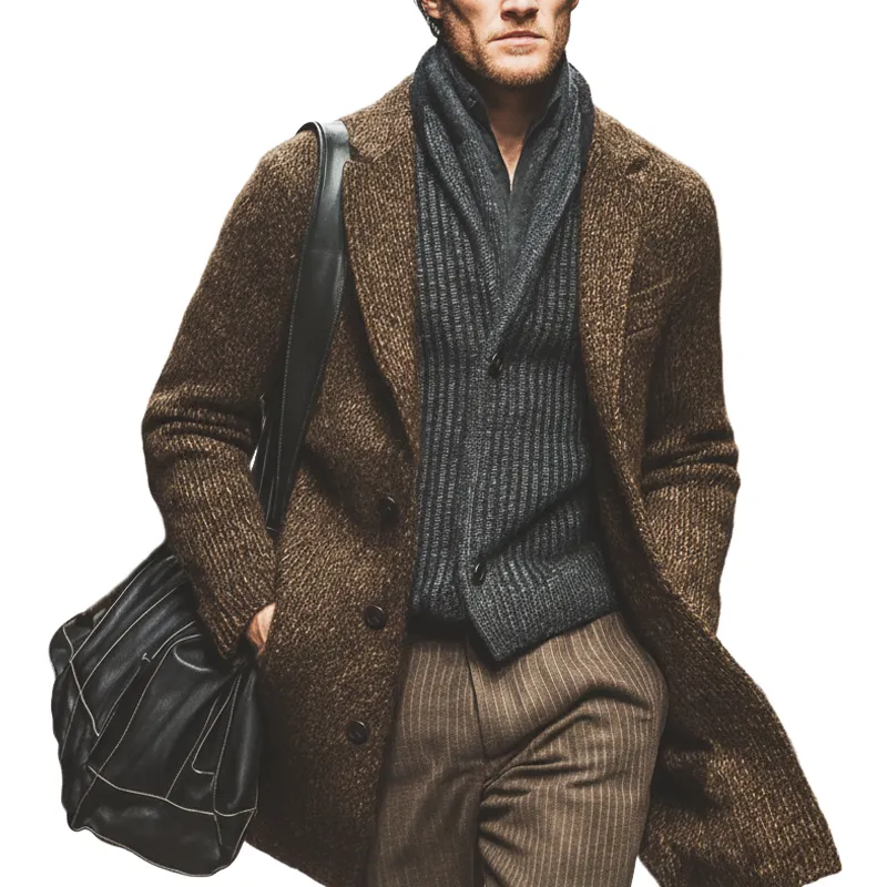 Men's Vintage Brown Button Knit Long Cardigan MTA2155J1U sold by Manly