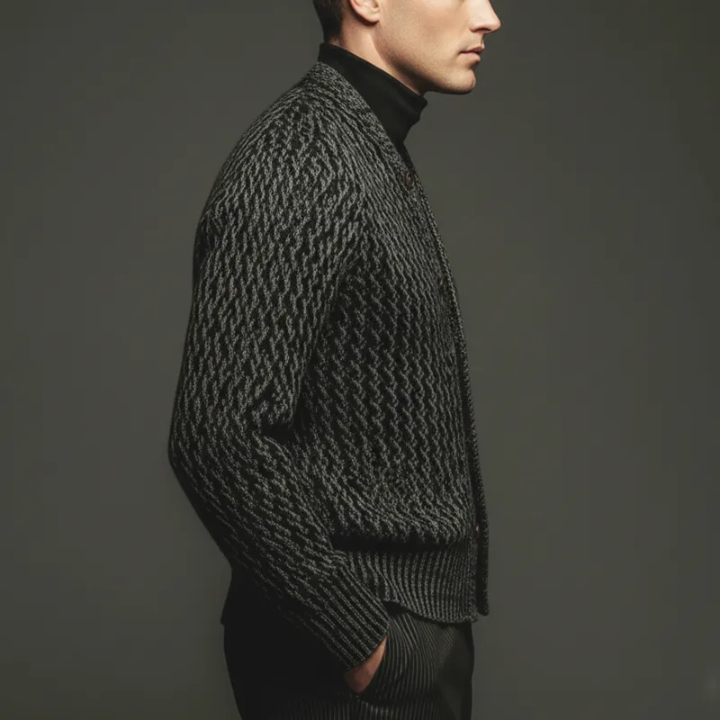 Men's Retro Colorblock Jacquard Button Knit Cardigan MTA2107J9U sold by Manly product image thumbnail 3