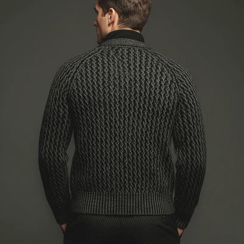 Men's Retro Colorblock Jacquard Button Knit Cardigan MTA2107J9U sold by Manly product image thumbnail 4