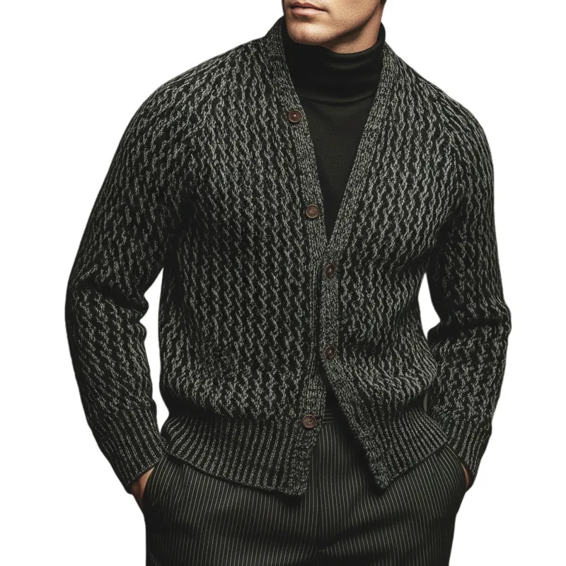 Men's Retro Colorblock Jacquard Button Knit Cardigan MTA2107J9U sold by Manly