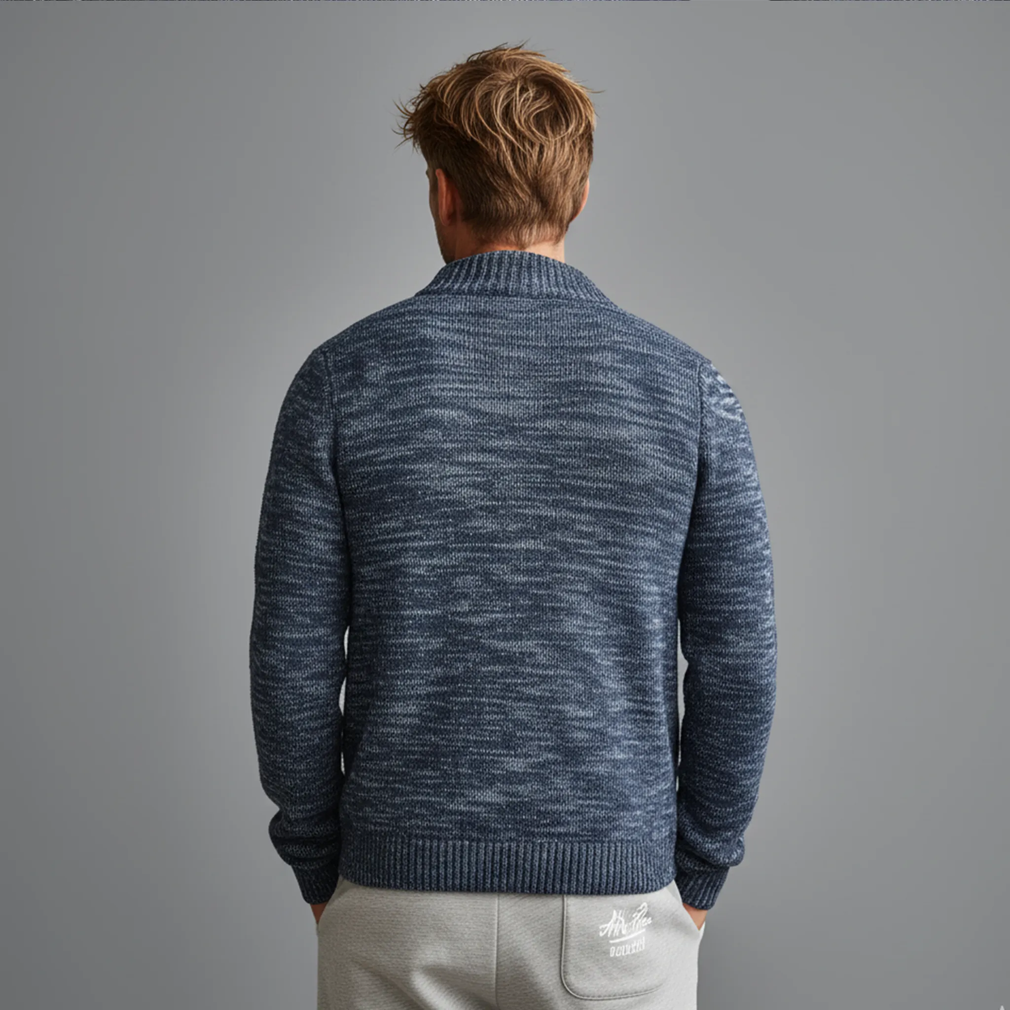 Men's Classic Casual Heterogeneous Textured Stand Collar Zippered Knit Cardigan MTA2183J0K sold by Manly product image thumbnail 4