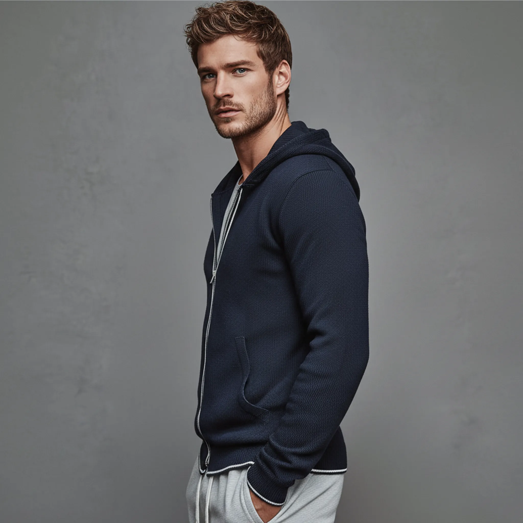 Men's Classic Casual Hooded Zippered Knit Cardigan MTA2178J2K sold by Manly product image thumbnail 3