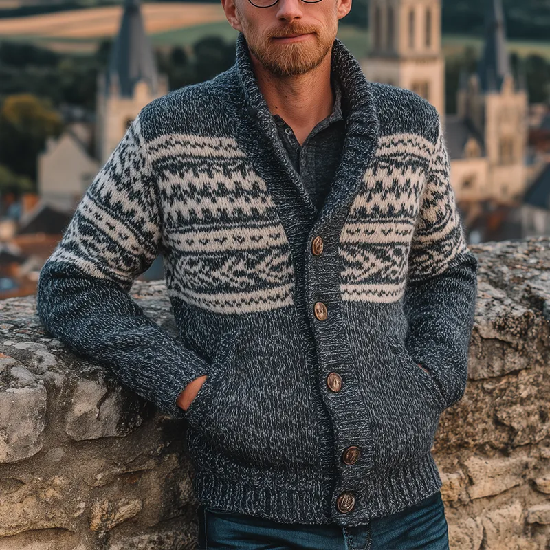 Men's Winter Vintage Knitted Jacquard Cotton Cardigan MTA1606J8P sold by Manly product image thumbnail 2