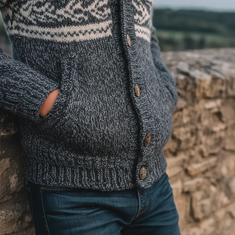 Men's Winter Vintage Knitted Jacquard Cotton Cardigan MTA1606J8P sold by Manly product image thumbnail 3