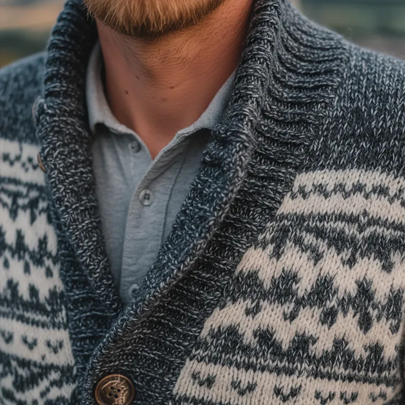 Men's Winter Vintage Knitted Jacquard Cotton Cardigan MTA1606J8P sold by Manly product image thumbnail 4