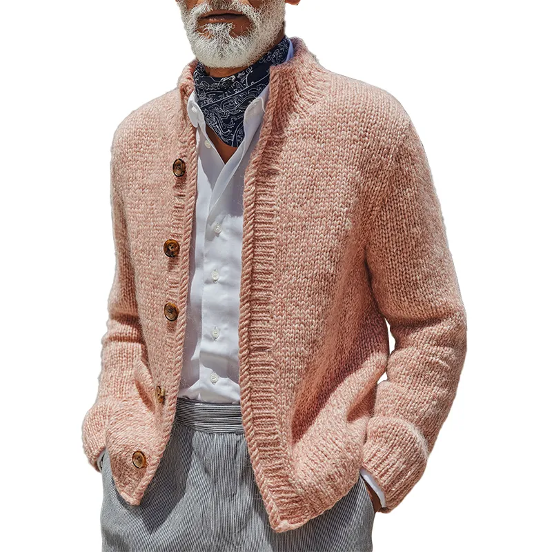 Men's Winter Fashion Cotton Knitted Stand Collar Cardigan MTA2047J4P sold by Manly