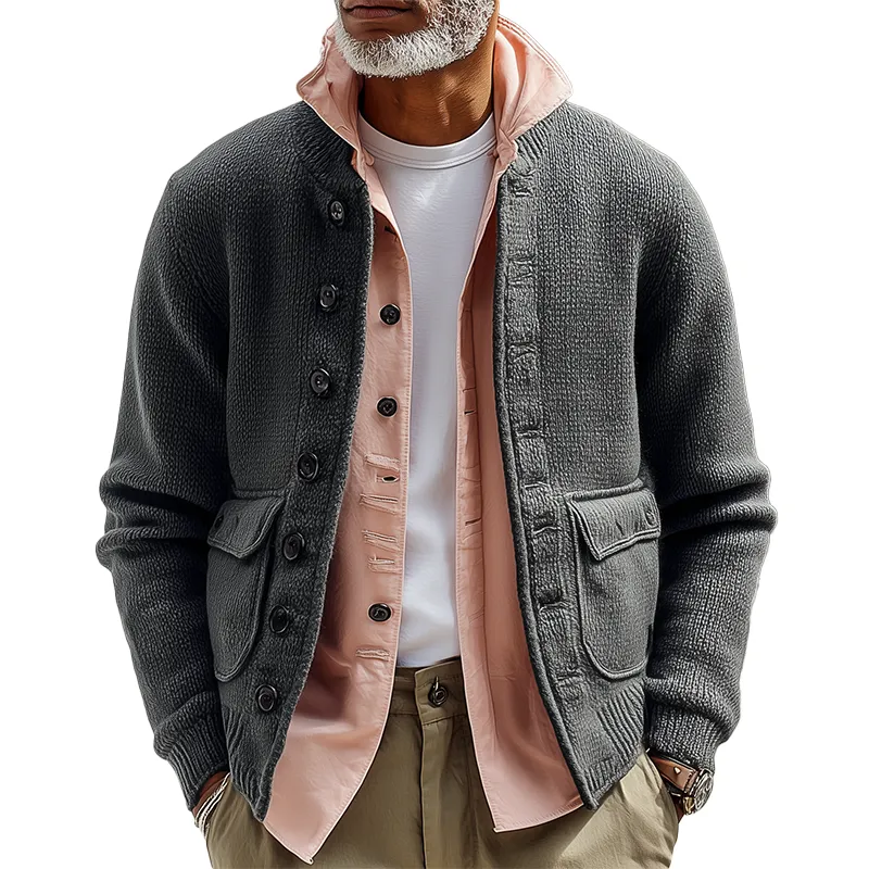 Men's Winter Vintage Cotton Knitted Loose Cardigan MTA2100J4P sold by Manly