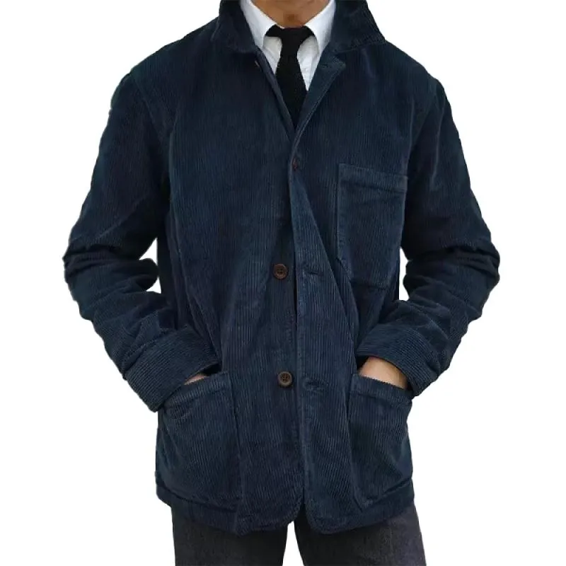 Men's Solid Color Multi-pocket Corduroy Coat 75641462Z sold by Manly