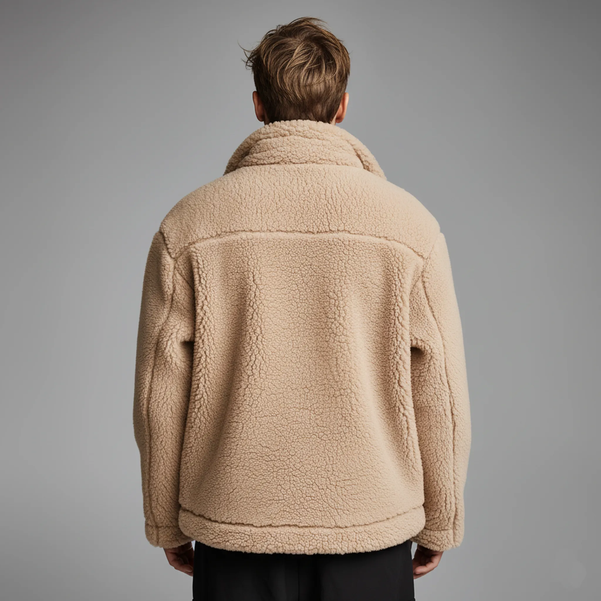 Men's Classic Casual Lapel Zipper Teddy Fleece Jacket MTA2089J2K sold by Manly product image thumbnail 4