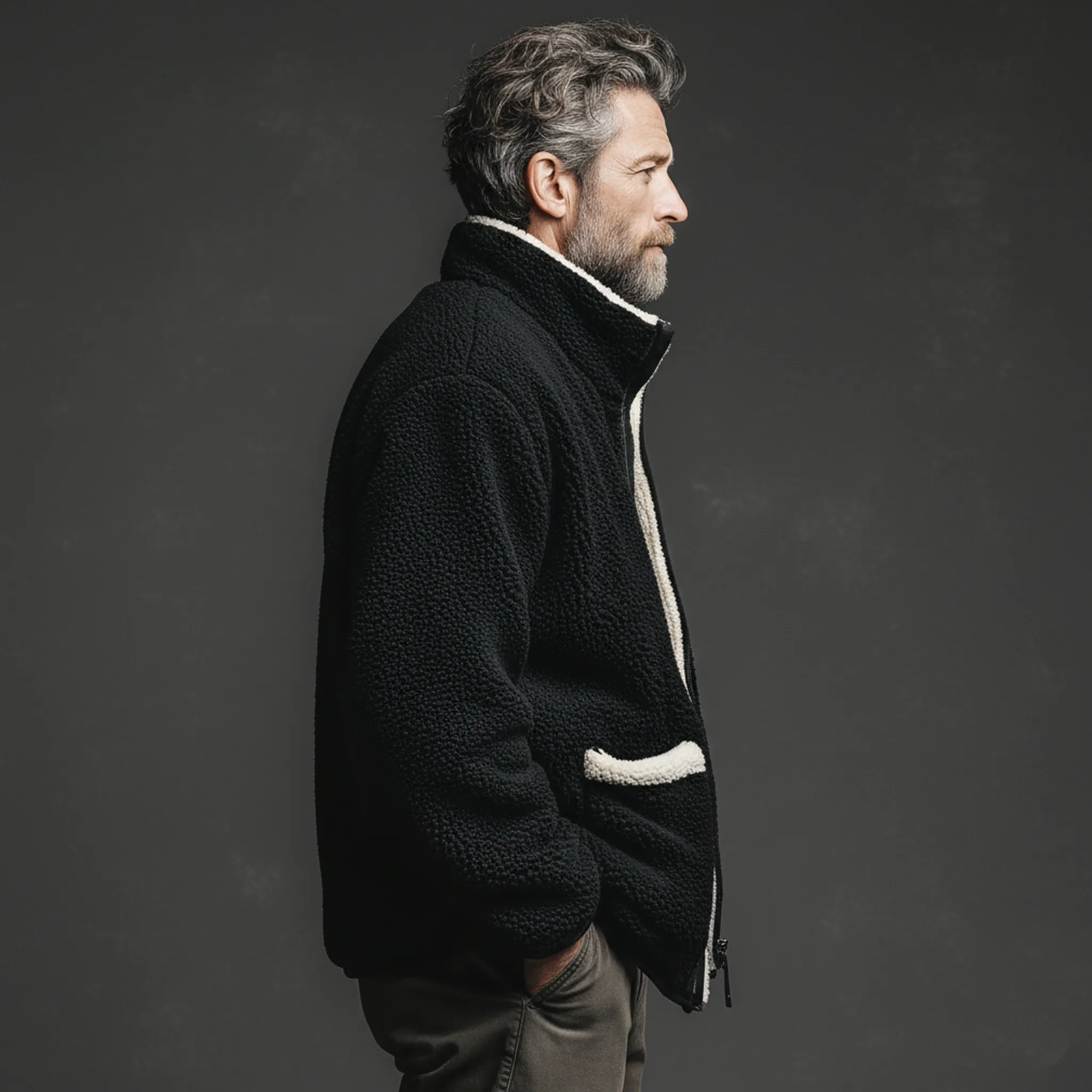 Men's Classic Casual Stand-up Collar Multi-pocket Teddy Fleece Jacket MTA2039J5K sold by Manly product image thumbnail 3