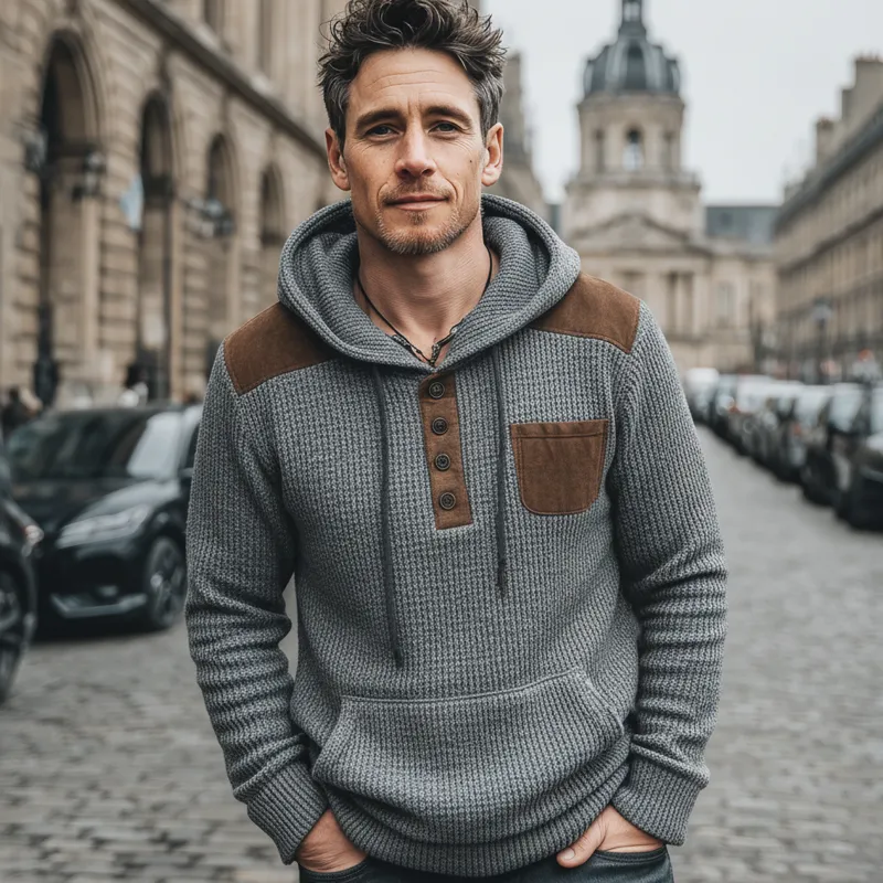 Men's Classic Stretch Colorblock Knit Casual Hoodie MTA2001J1U sold by Manly product image thumbnail 2