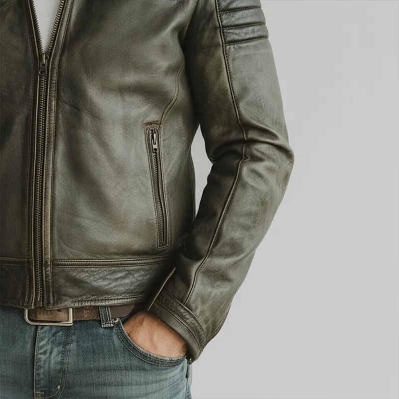 Men's Winter Retro Pattern PU Stitching Faux Leather Jacket MTA2003J3P sold by Manly product image thumbnail 5